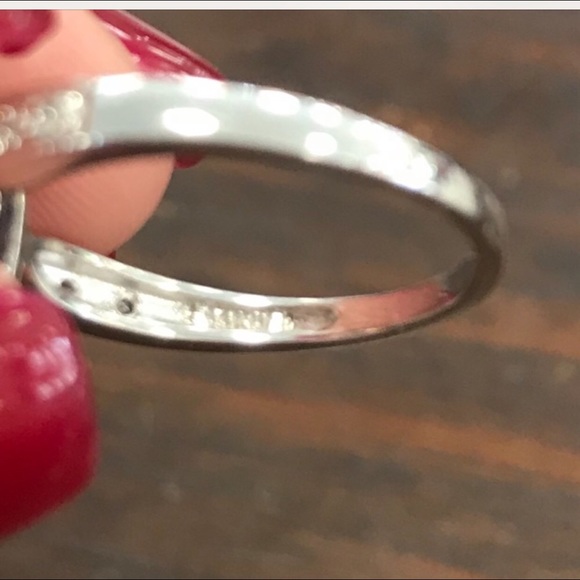 🎁14K white gold Blue Topaz and diamond ring - Picture 3 of 3